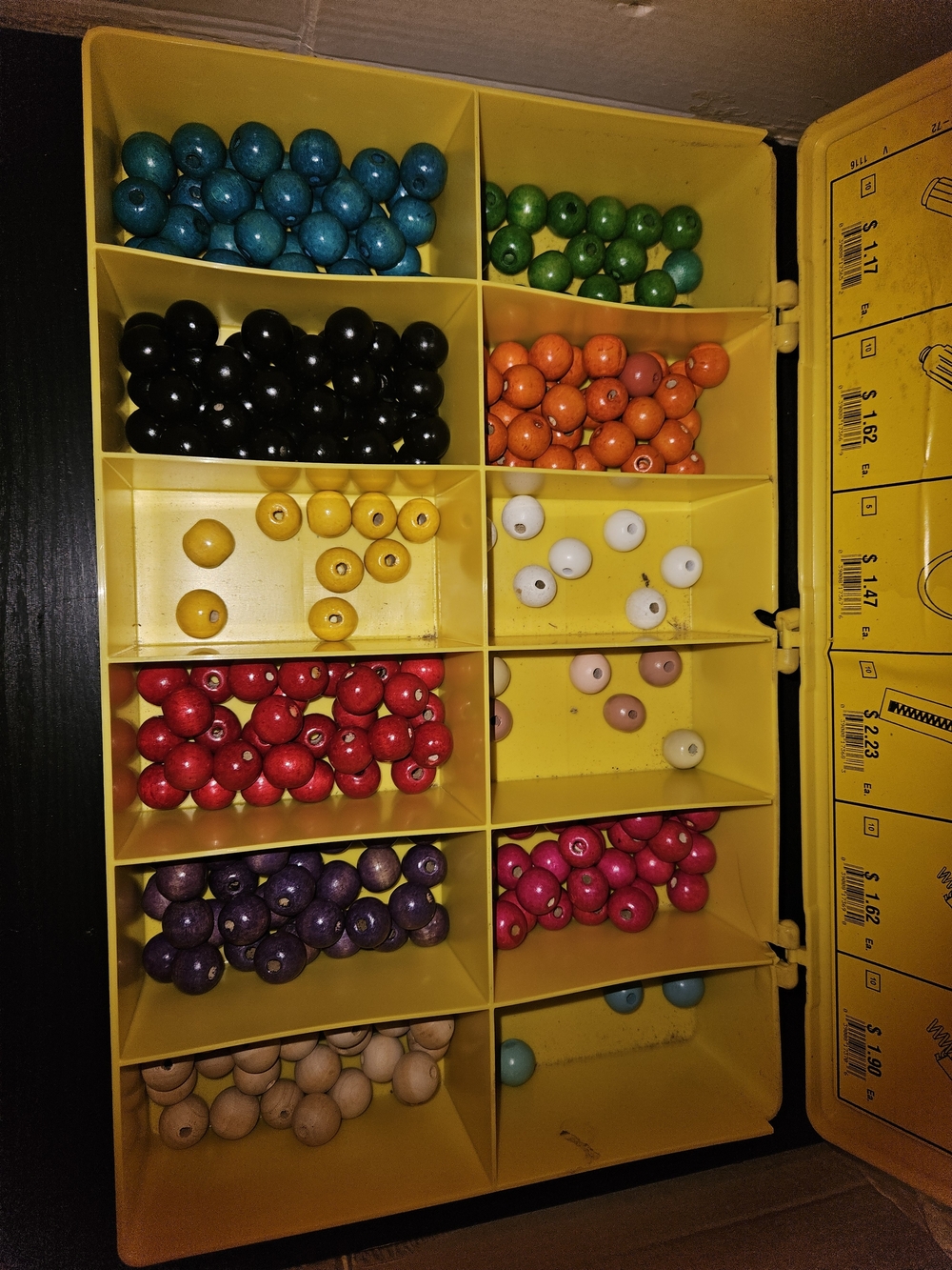 Yellow Bead Storage Organizer - Multi-Color Craft Storage Complete W Wood Beads